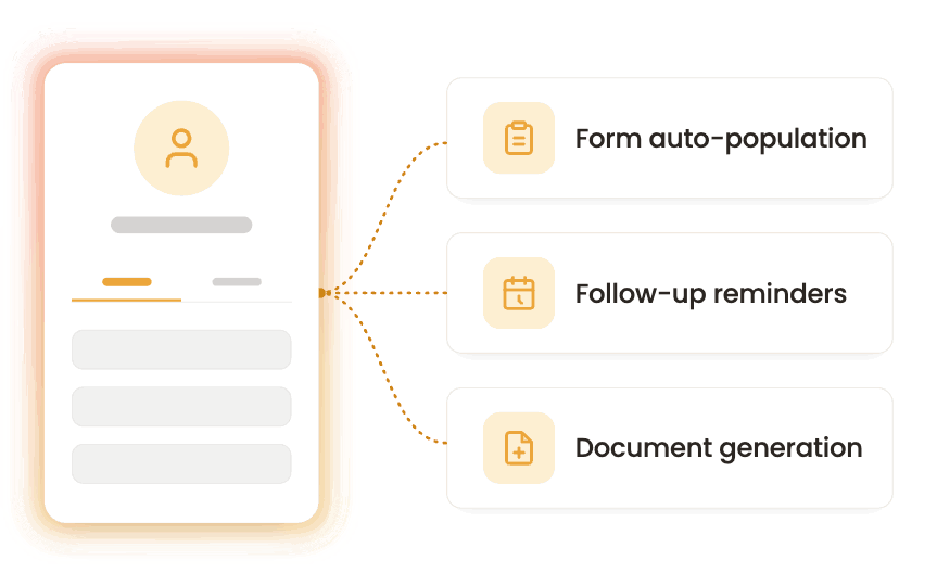 Profile data powering form auto-population, follow-ups, and document generation